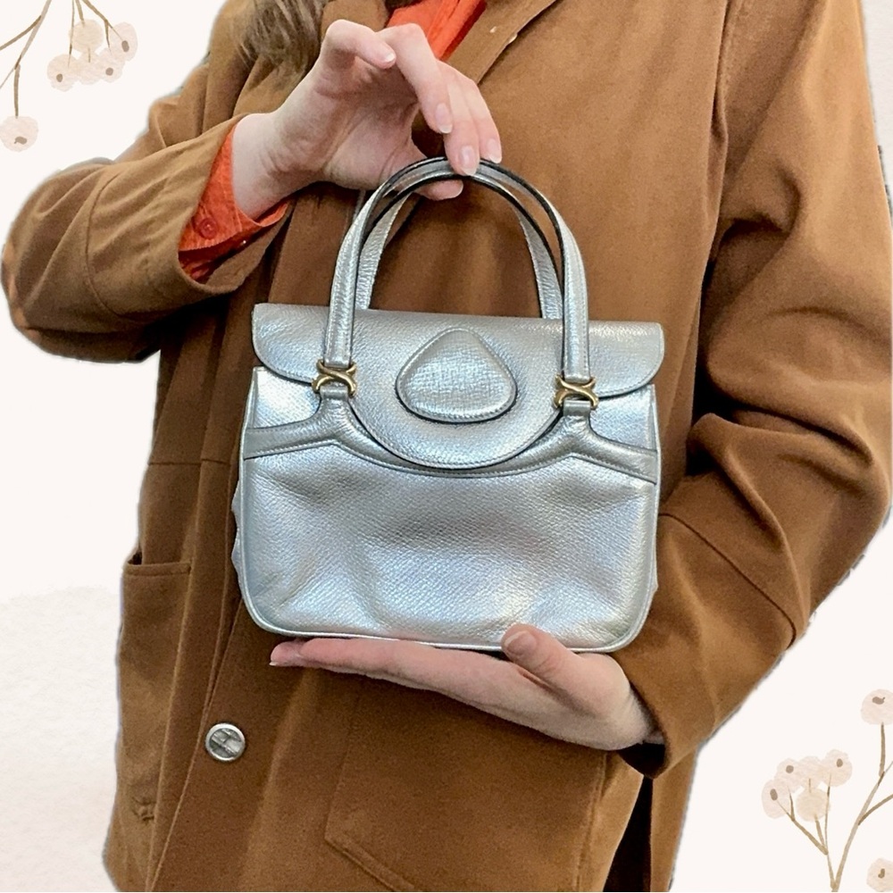 Silver Luxury Leather Small Women’s Bag - With Cardholder Inside